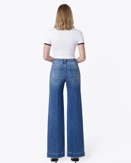 High Rise Trouser Fold Wide Leg Jeans