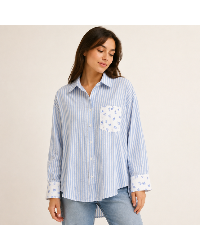 Classic blue-and-white striped button-down