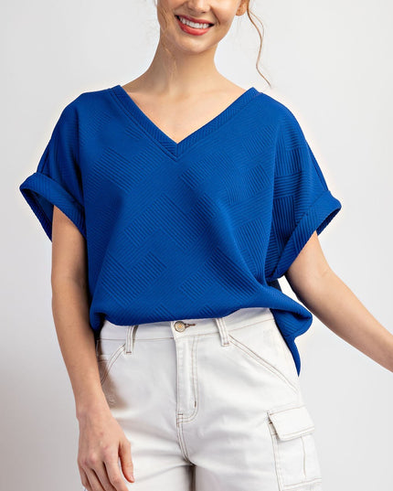 TEXTURED V-NECK