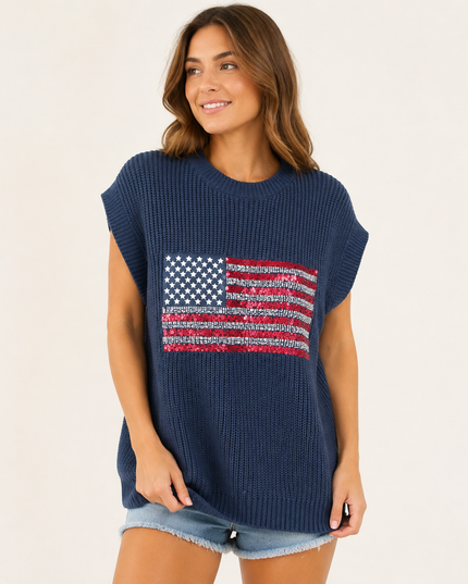 Stars & Stripes Sparkle Sweater Vest