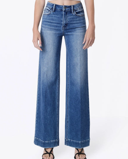 High Rise Trouser Fold Wide Leg Jeans
