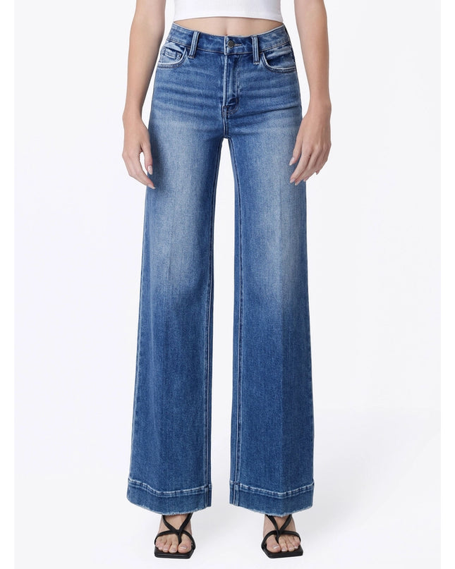 High Rise Trouser Fold Wide Leg Jeans