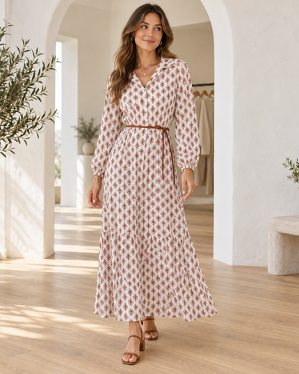 The Autumn Ease Belted Maxi Dress