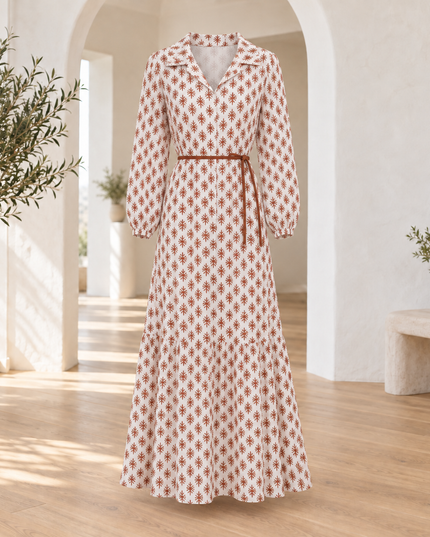 The Autumn Ease Belted Maxi Dress